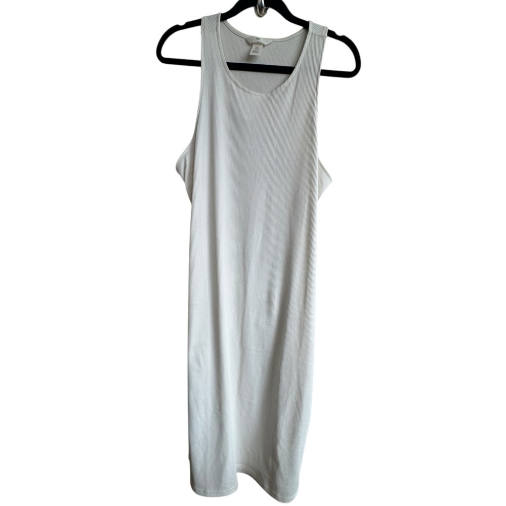 H&M White Ribbed Open-Back Tank Midi Dress – Size XL